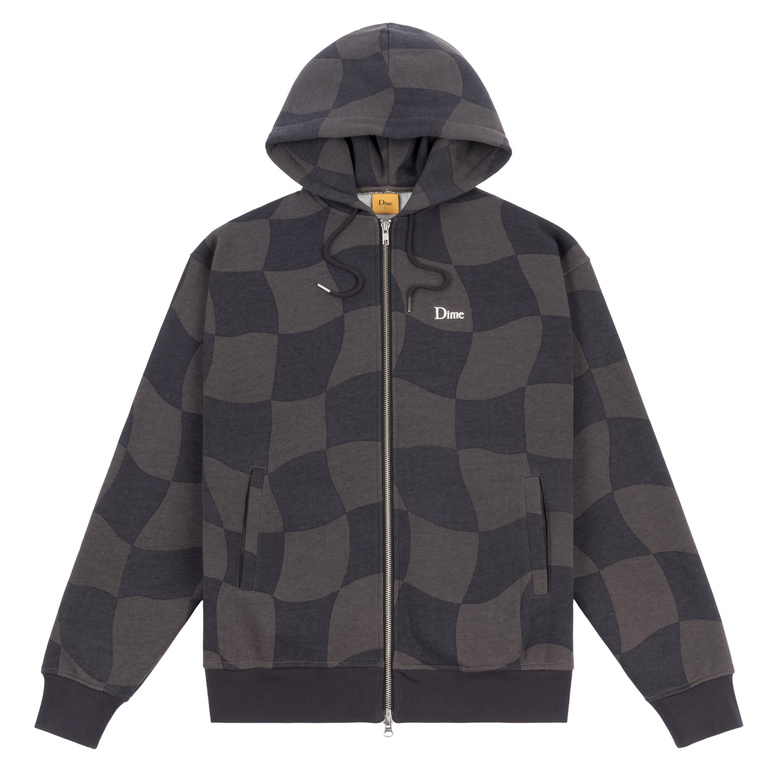  Dime classic checkmate zip hoodie charcoal