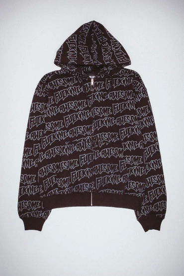 Fucking Awesome AOP Stamp Zipped Hoodie (Black/Reflective)