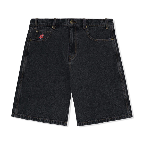 Cash Only Logo Denim Shorts (Washed Black)