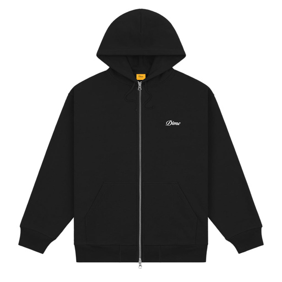  Dime Cursive Small logo Zip hoodie vintage black