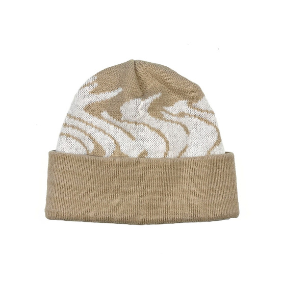 Raw Hide Curved Logo Beanie (Beige/White)